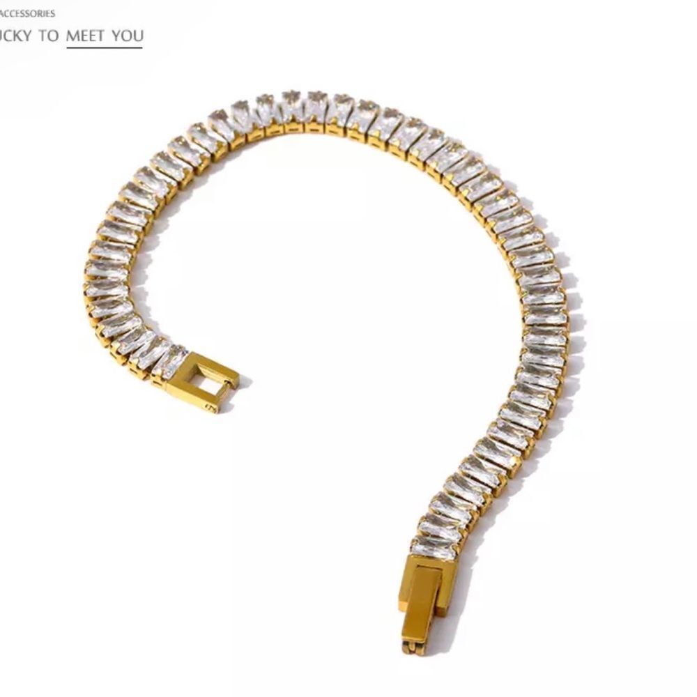 New Gold Diamond Bracelet Bling Cubic Zirconia Stone  7” inch Cocktail